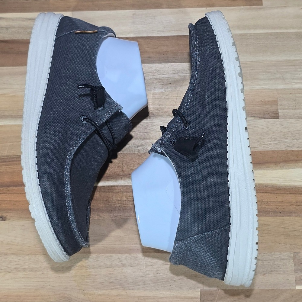 Hey Dude Wendy Chambray Off Black Loafers Shoes Women's Size 8 Comfort Slip On - Picture 13 of 16